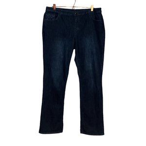 CJ Banks 14W Dark Wash Denim Stretch Cotton Blend‎ Bootcut Boot Cut Jeans Plus